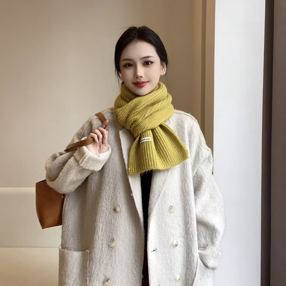 K030 Winter new solid color scarf for women all-match Korean imitation cashmere scarf Chinese red couple scarf