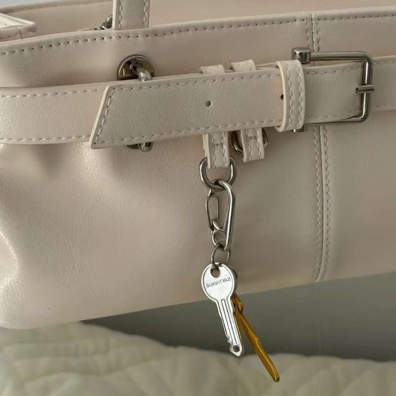 Korean Casual Shoulder Bags For Women Designer Handbags Purses New In PU Belt Buckle Key Pendant Top Handle Underarm