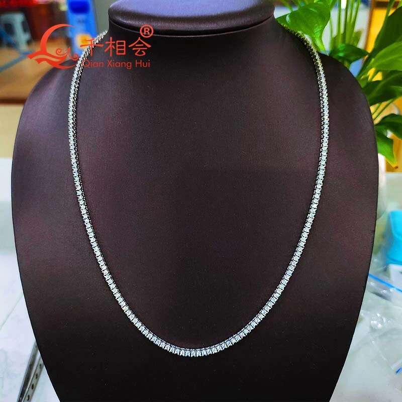 2mm Moissanite Tennis Necklace for Men Women Sterg Sier D VVS White Single Row Jewelry Wedding Dating Gift Party