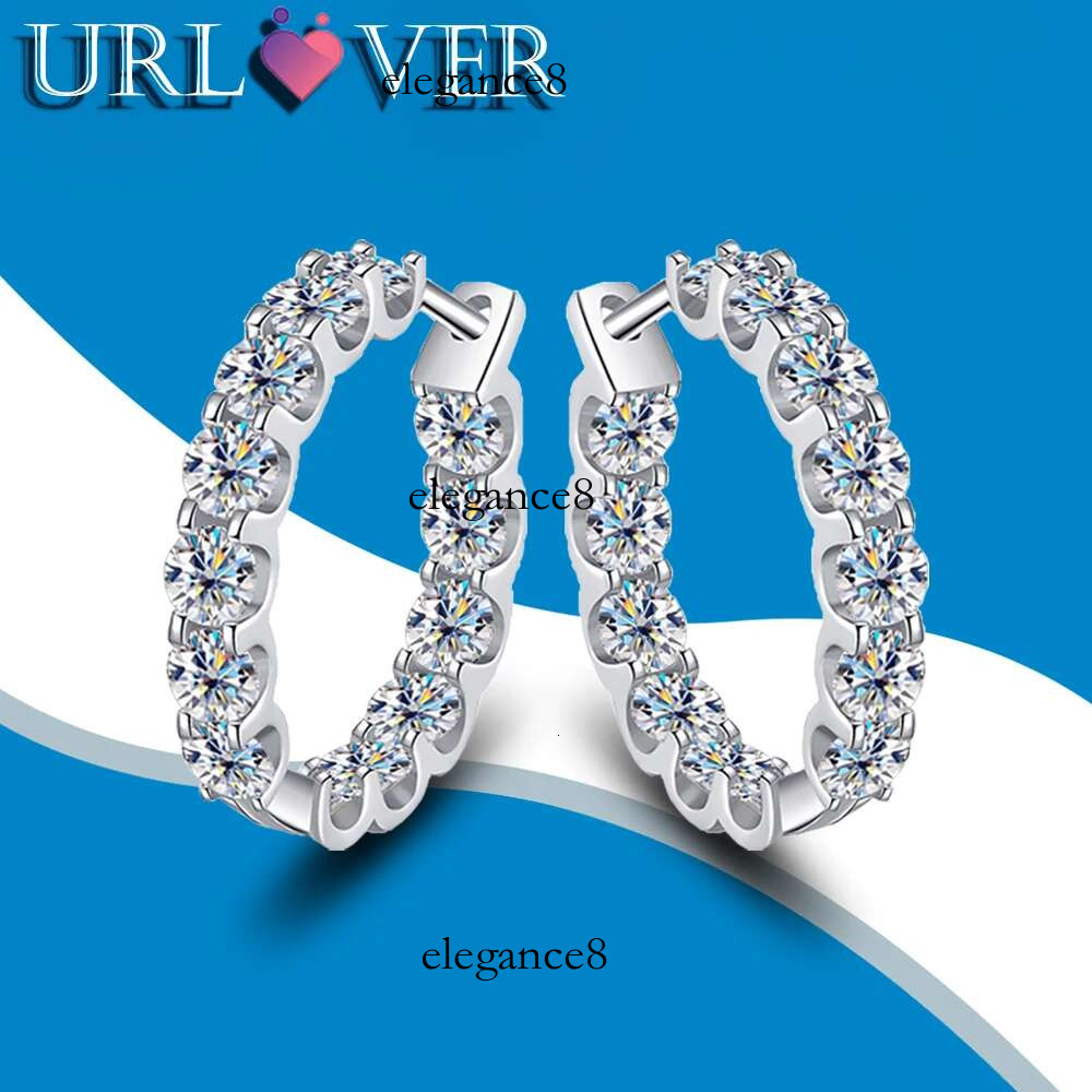URLOVER D Color Moissanite Earrings Round Cut Lab Created Dia 100% Sterg Sliver Ear Clip for Women Fine Jewelry Gifts