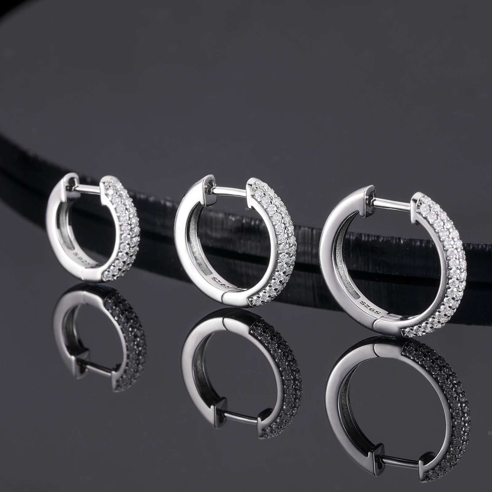 Sparkg Full Real Moissanite Round Hoop for Women 100% Sterg Sier Stud Earrings Wedding Party Jewelry Gifts