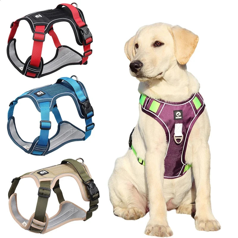 Pet Harness Reflective Dog Harness Vest Adjustable Safety Lead Straps for Medium Large Dogs French Bulldog Walking Harnesses 250224