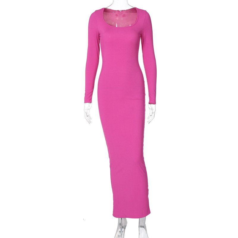 Women's New4 New Spring Fashion U-Neck Slim Fit Long Sleeved Dress For Women