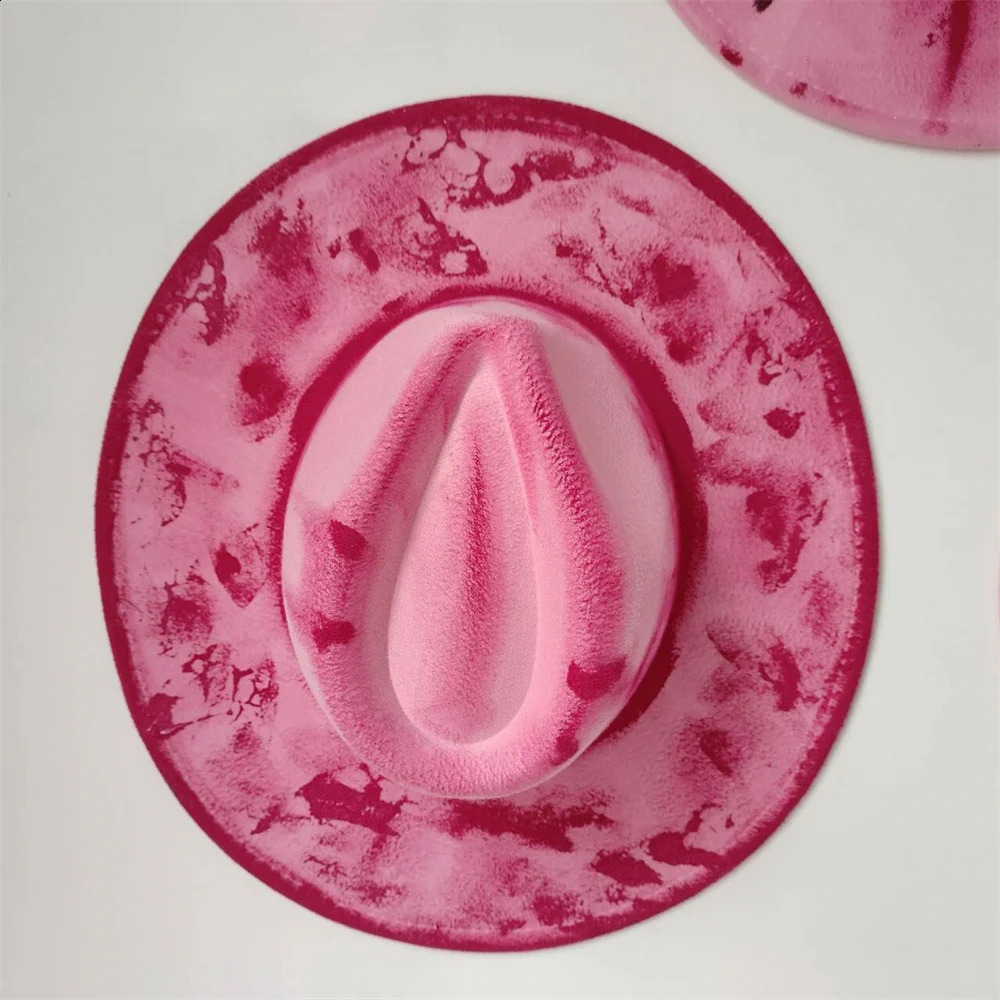 Pink painted hat retro suede fedora hat men and women fedora hat style party hat outdoor fashion travel hat DIY hat 250228