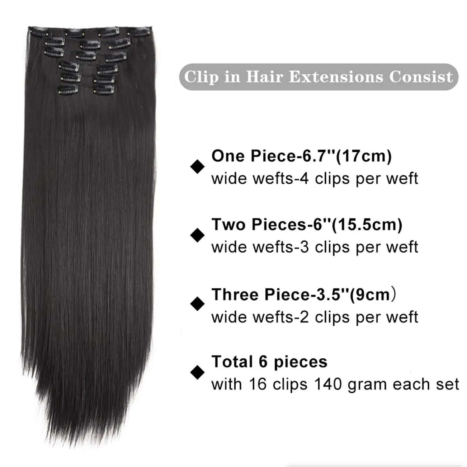 Clip In Synthetic For Women Straight Layered Hair Extensions Heat Resistant Long Wavy Daily