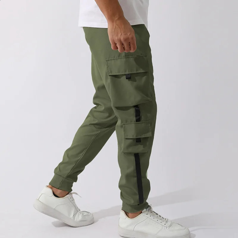 Mens Casual Cargo Pants Sports Jogger Gym Fitness Multi-pocket Trousers Hip Hop Streetwear Running Workout Sweatpant Trackpants 250228