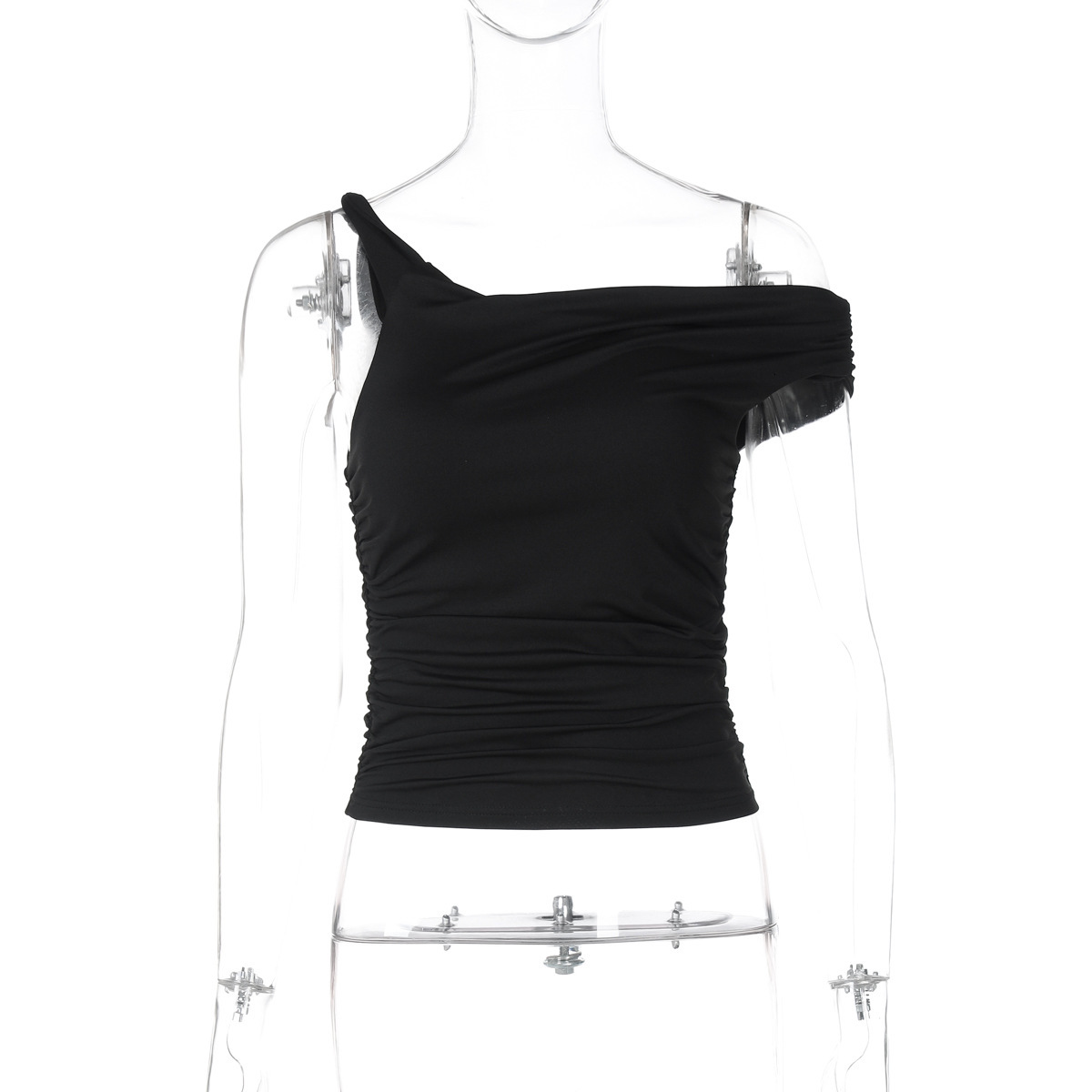 Women's Clothing New4 Winter New Product Fashionable Spicy Girl Slim Fit Pleated Irregular T-Shirt Top For Women