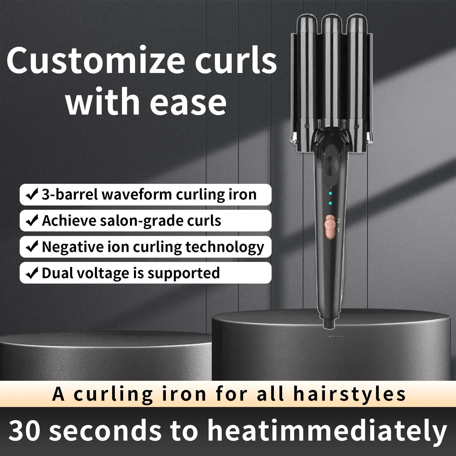 5 In 1 Hair Set Iron With Interchangeable Barrels And Wave Curg Iron, Fast Heating Wand Curler