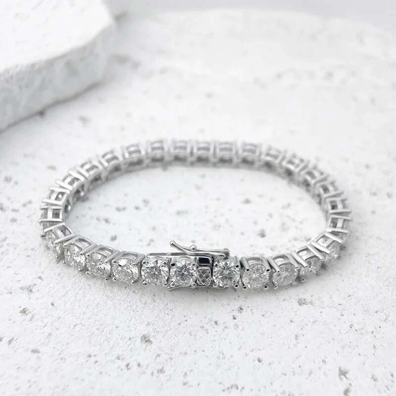 NeeTim 3/4/5mm Moissanite Tennis Bracelet S Sterg Sier Gold Plated with GRA Bracelets for Women Man Certified
