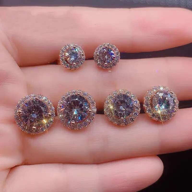 1CT 100% Real Moissanite Studs Pass Dia tester Sier Platinum Plated Zircon Bride Wedding Gemstone Earrings