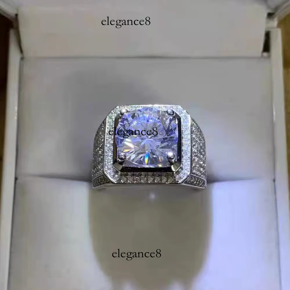 Qian Jian S Sier 1 Bright Cut Tested VVS D Carbonaceous Silica Ring Men's Wedding Gift Boutique Jewelry