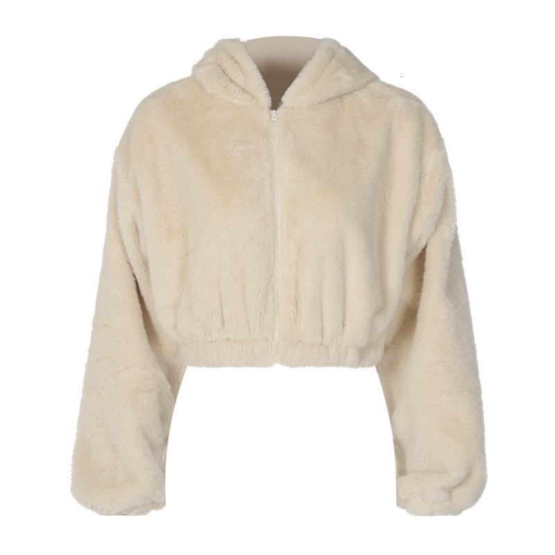 Women's Clothing New Summer New Fashion Cardigan Zipper Hooded Plush Long Sleeved Top For Women