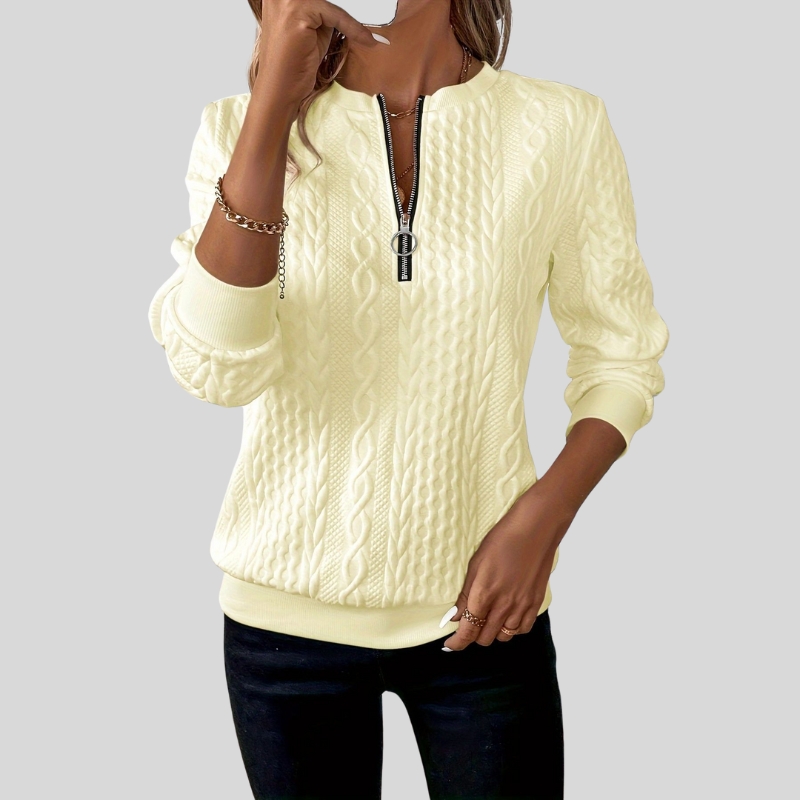 New women's sweater autumn and winter padded sweater women's zipper sweater women's coat white sweater