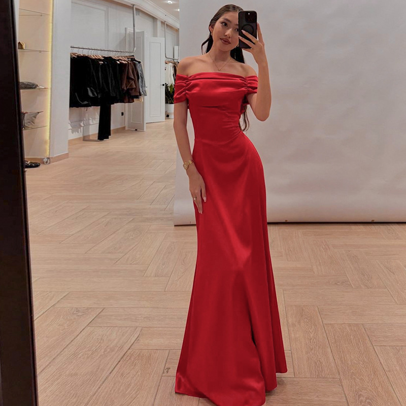 Women's New5 Spring/Summer New Style Sexy Back Strap Slimming Side Zipper One Shoulder Dress
