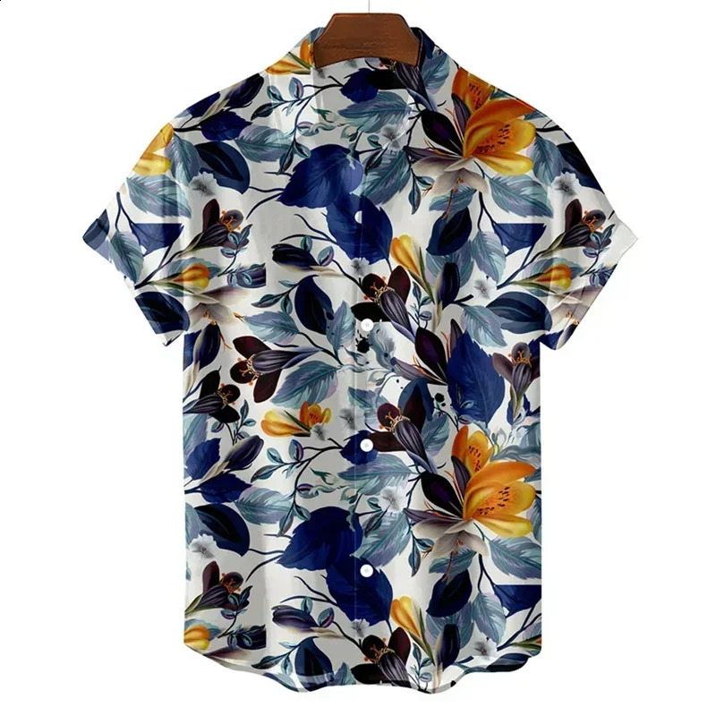 Hawaiian Vintage Mens 3D Shirt Print Flowers Harajuku Fashion Beach Vacation Street Social Plus Size Mens Short Sle 250225