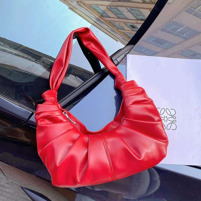 Pleated Half Moon Bags For Women Designer Handbags And Purses 2025 New In Fashion PU Leather Soft Large Underarm Shoulder
