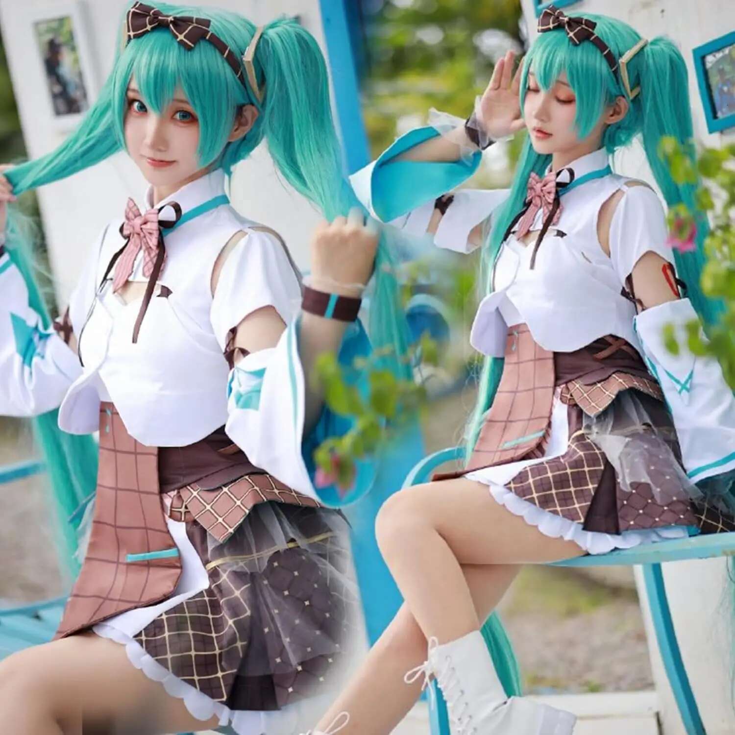 42Inch Green Anime Long Synthetic Hair Lolita Cosplay Halloween Wig
