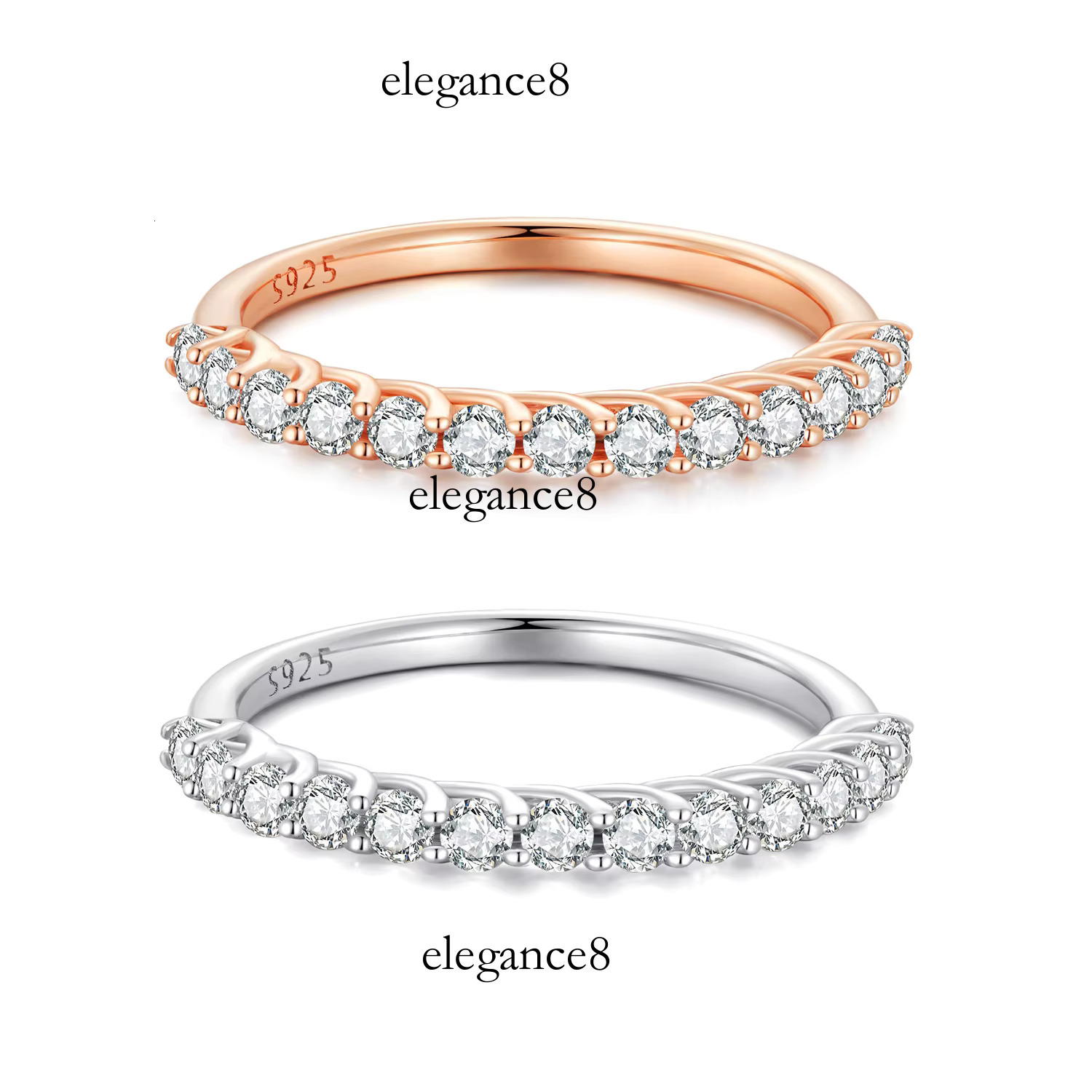 Pure sier Moissanite Rose gold electroplated ring