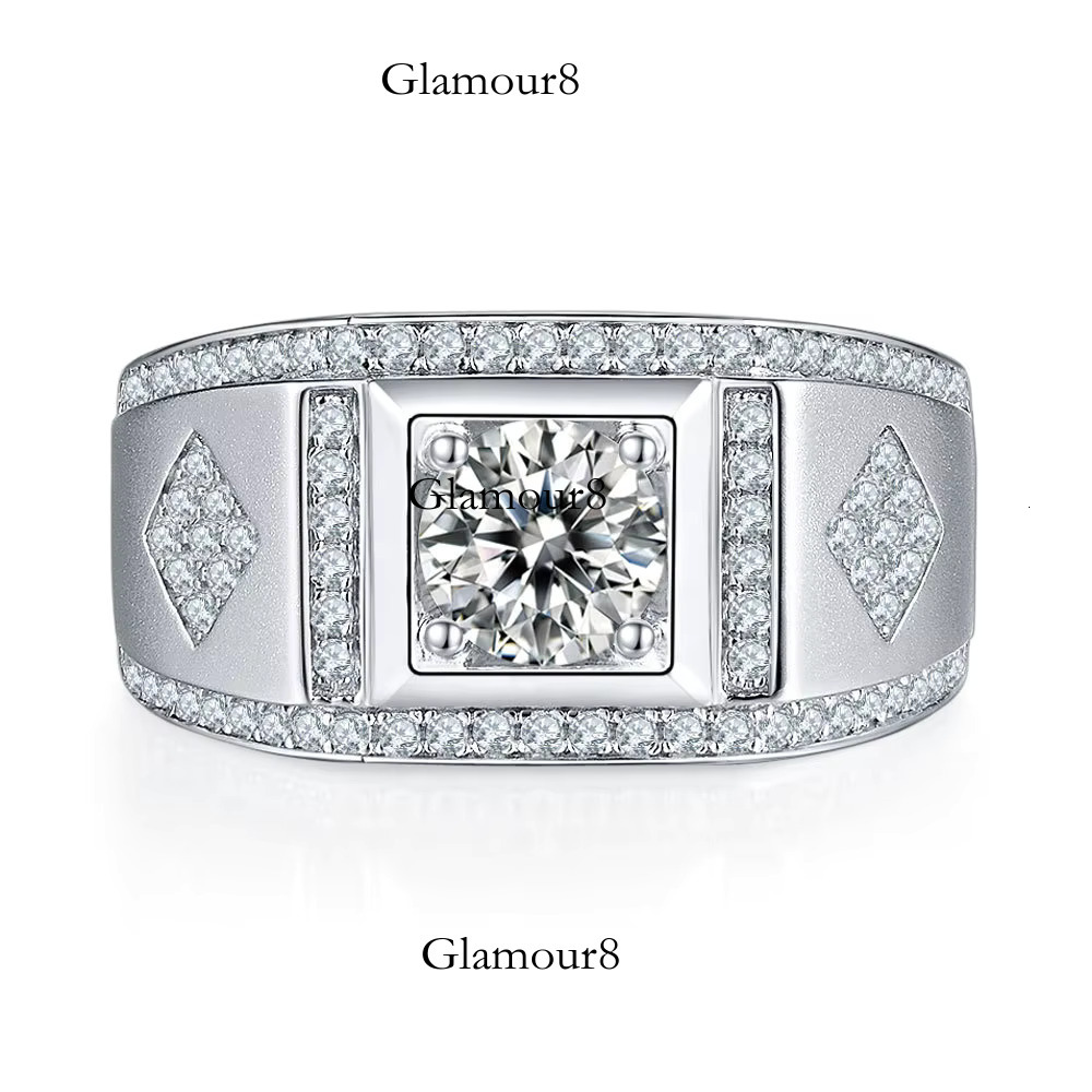 Moissanite Ring Engagement Sier Hip Hop Men's Fashion Accessories