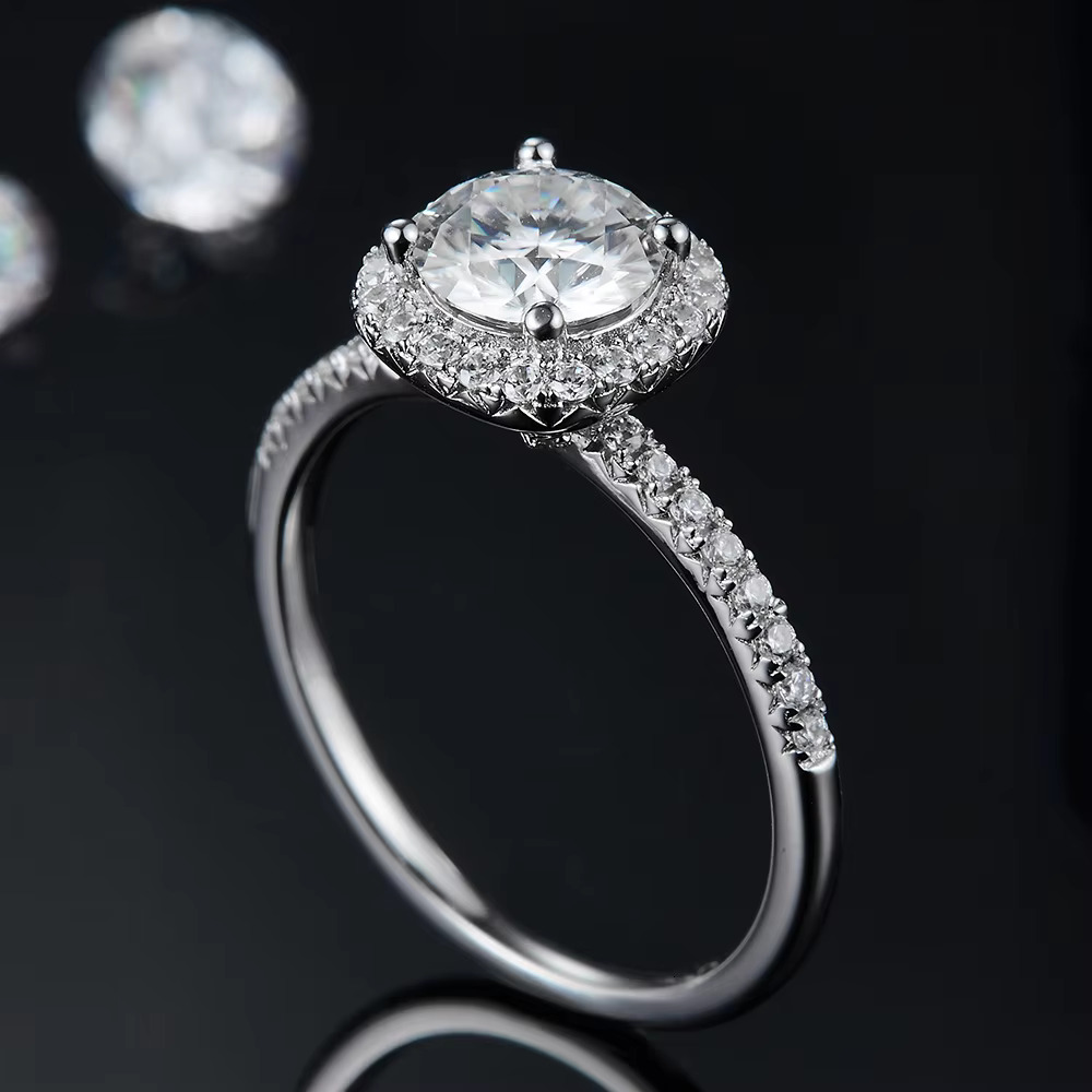 Moissanite Wedding Promise for Women Gold Plated Sterg Sier Rings Wholesale