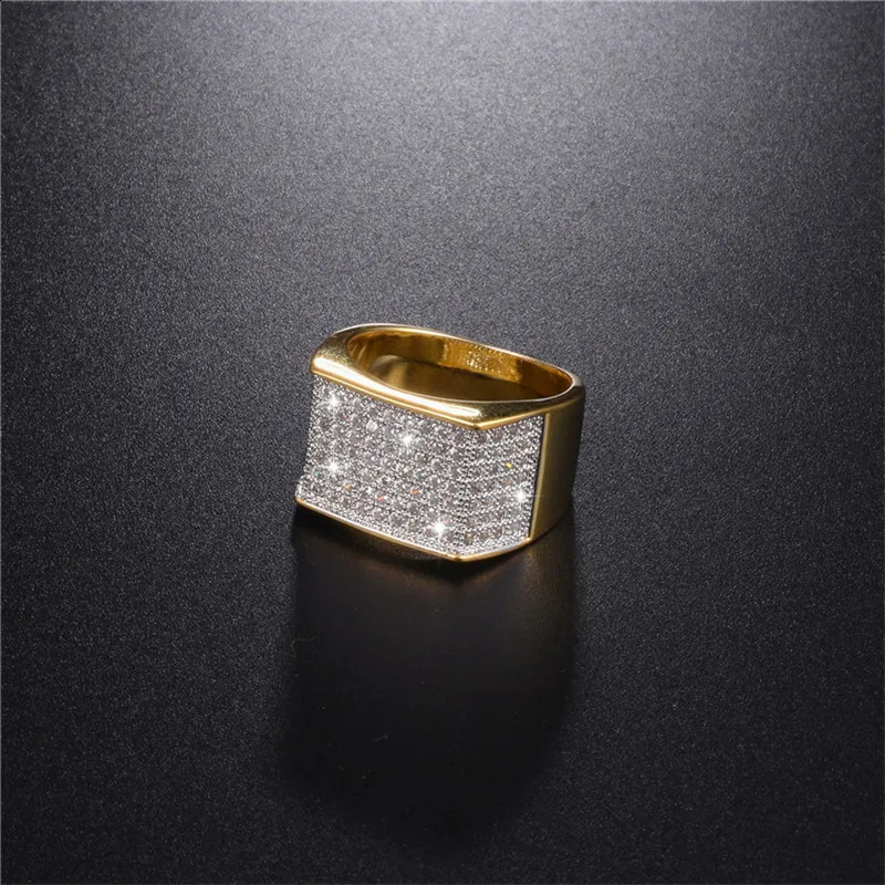 Mens Hip Hop Ring jewelry 925 Silver bling SONA Simulated Diamond painting full gold rings for boys Party gift Size 8-13 250227
