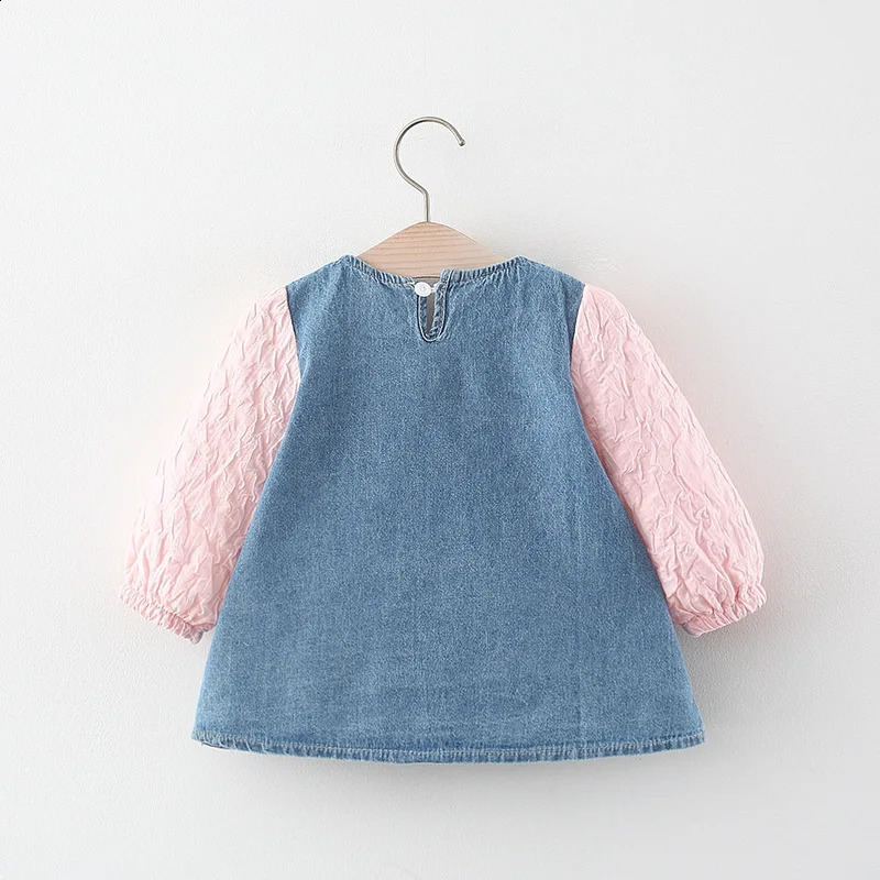 born baby Girls Spring fall clothes Outfits Bow Denim Dress costume for toddler baby Girl cloth 1 year Birthday Dresses dress 250228