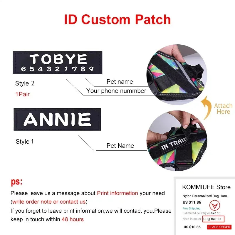 KOMMILIFE Adjustable Nylon Dog Harness Personalized Harness For Dogs Reflective Breathable Neck Guard Dog Harness Vest No Pull 250224