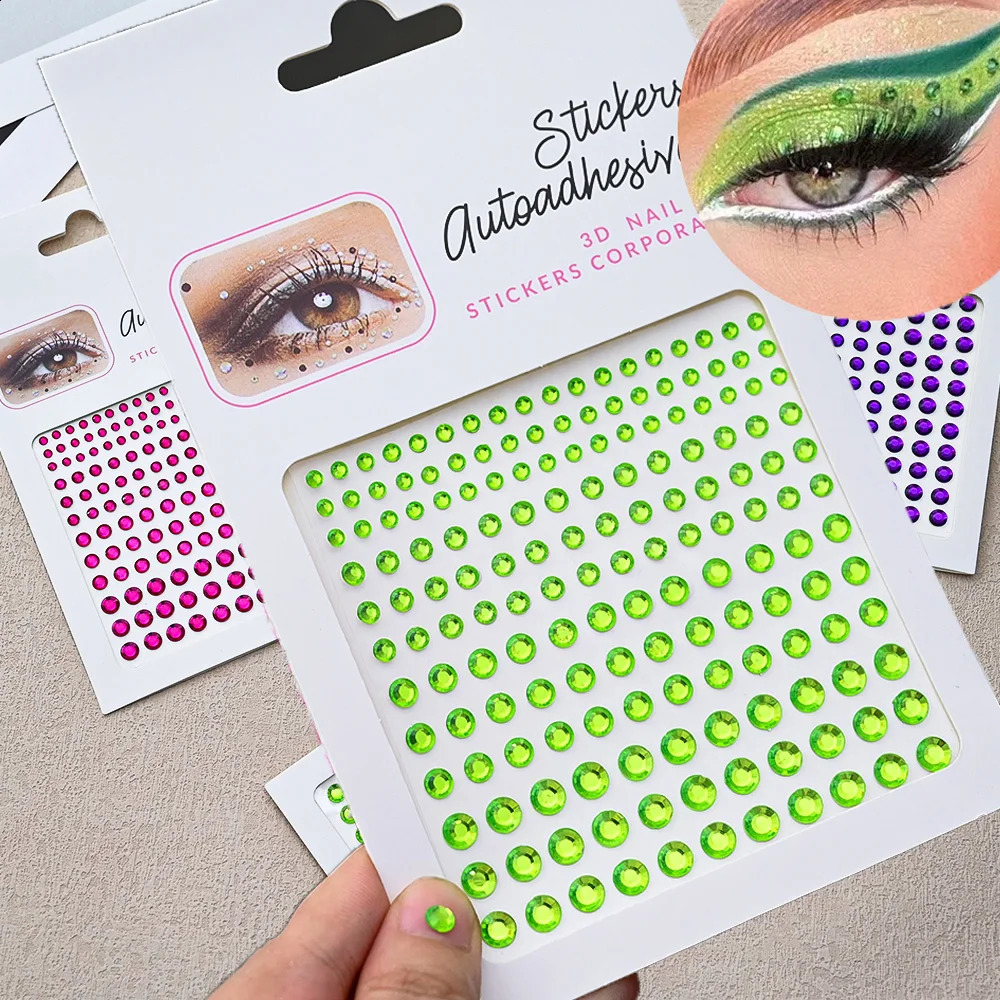 1Pcs Face Diamond Gem Sticker 5D Colorful Tattoo Eyeshadow Stickers for Festival Nail Body Makeup Bling Jewel DIY Deco 250219