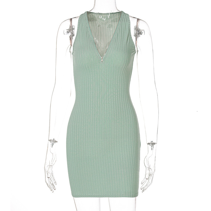 Women's New New Spring Fashion Street Shoot Sexy V-Neck Zipper Sleeveless Dress For Women