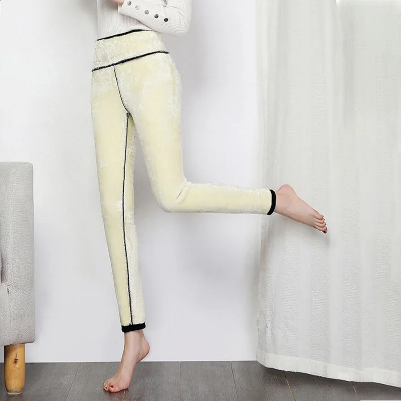 Womens Lamb Fleece Legging Seamless High Waist Thick Thermal Legging Fashion Winter Warm Female Tights Insulated Pants 250225