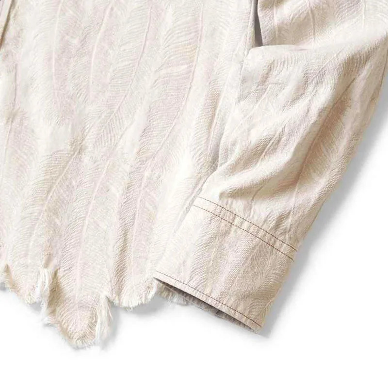 24AW KAPITAL Hirata and Hongri Japanese retro casual feather embroidered white denim loose long sleeved shirt 250226