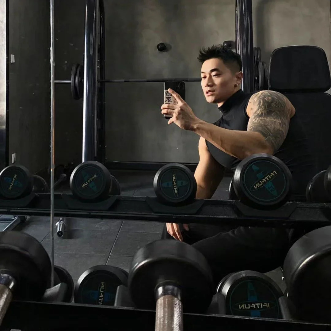 Muscle Mens Fitness Clothes Solid Sports Sleeveless T-shirt High Neck Elastic 250225