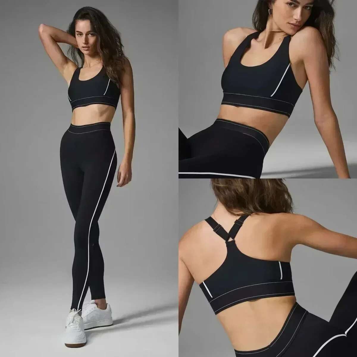 Yoga Clashing Color Cloud Feeg Sports Leggings High Stretch With Chest Pad Cushion Shockproof Bra Fiess Suit