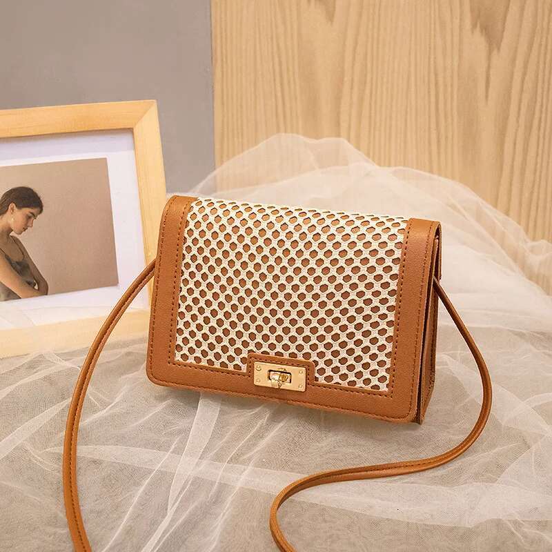 New Women's Crossbody Bag Fashionable Full Style Small Square Trendy Mesh Contrasting Single Shoulder Handbag