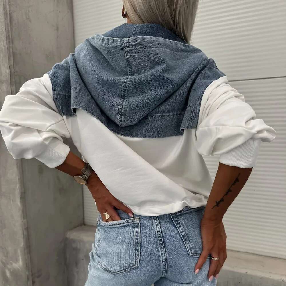Women Autumn Hoodies Sweatshirt Ladies Long Sleeve Denim Ing Pullovers Sweatshirts Tops