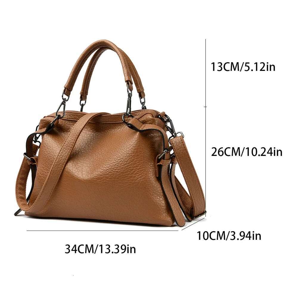 Vintage Famous Brand Soft Leather Handbag Large Capacity Tote Bag Women's Shoulder Crossbody Bags