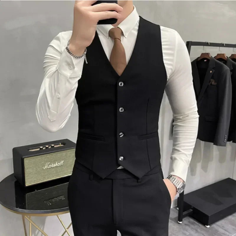 Jacket Vest Pants Highend Boutique Fashion Solid Color Mens Casual Business Suit 3Piece Set Groom Wedding Dress 250224Z