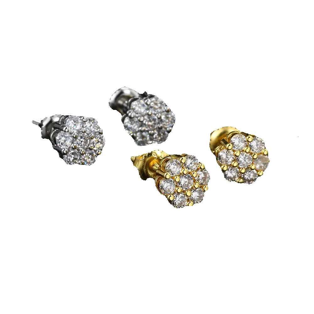 wer Iced Out CZ Earrings Gold Color Screw Ear Stud For Women Men Cool Punk Hip Hop Jewelry Gifts Wholesale OHE175