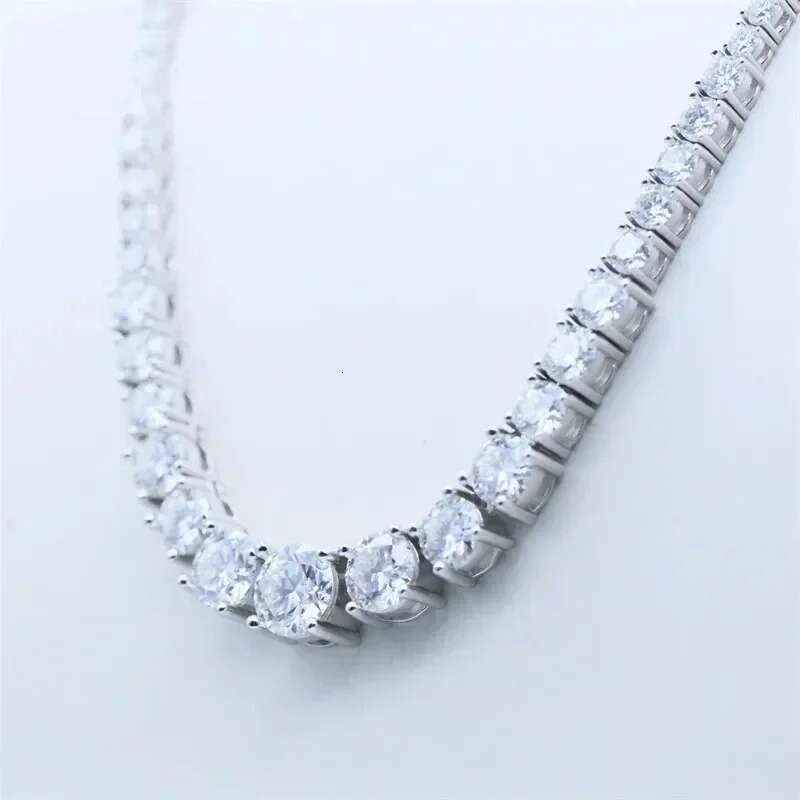 NKHOG 14-24 inch All Moissanite Tennis Necklace For Women Sterg Sier Plated Gold Pass Dia Test Pendant Jewelry