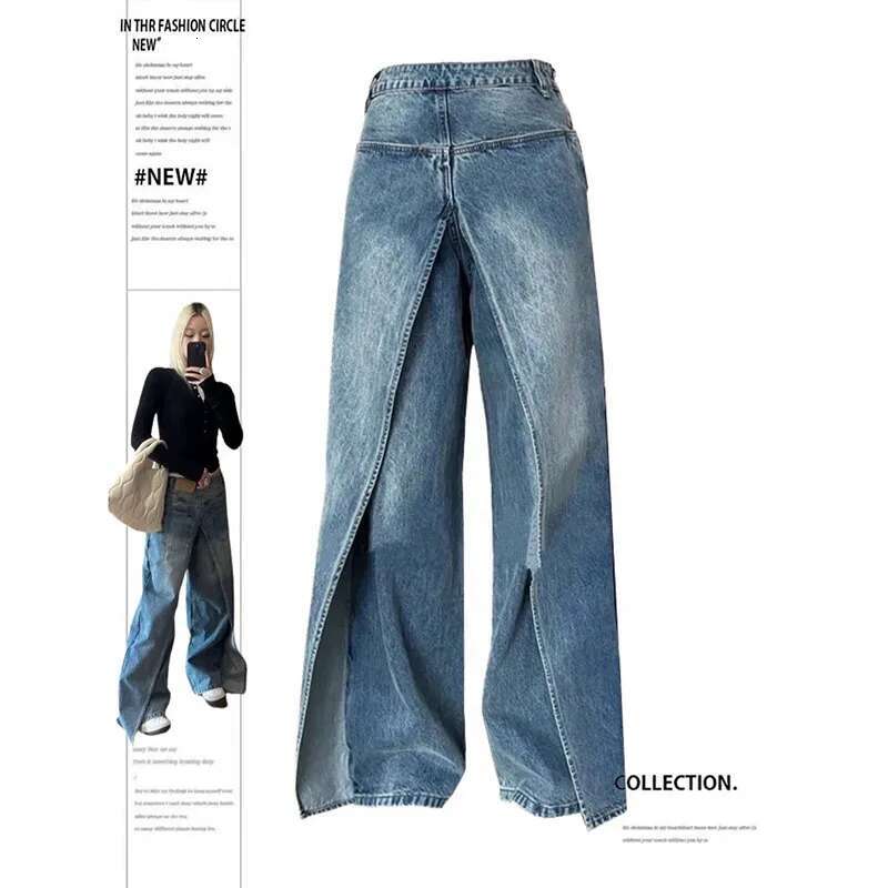 Women Blue Jeans Y2k Vintage High Waist Baggy Cowboy Pants Aesthetic Haruku Denim Trousers 90S Trashy Emo 2000S Grunge Clothes