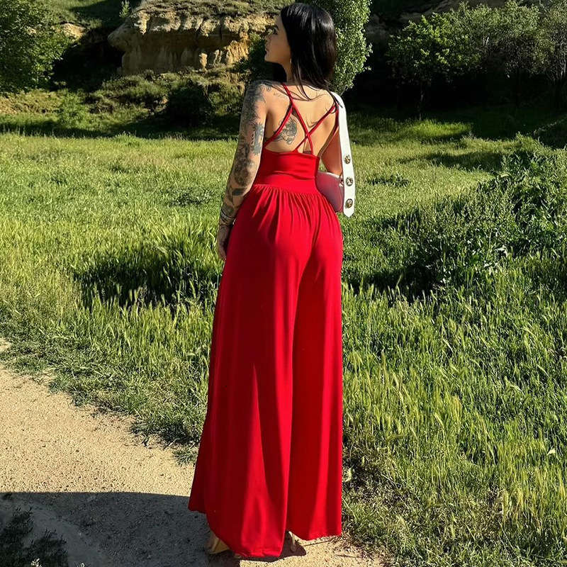 Hot Selg Women's Clothing In The Summer Of New4, New Fashionable And Sexy Backless Camisole Loose Jumpsuit