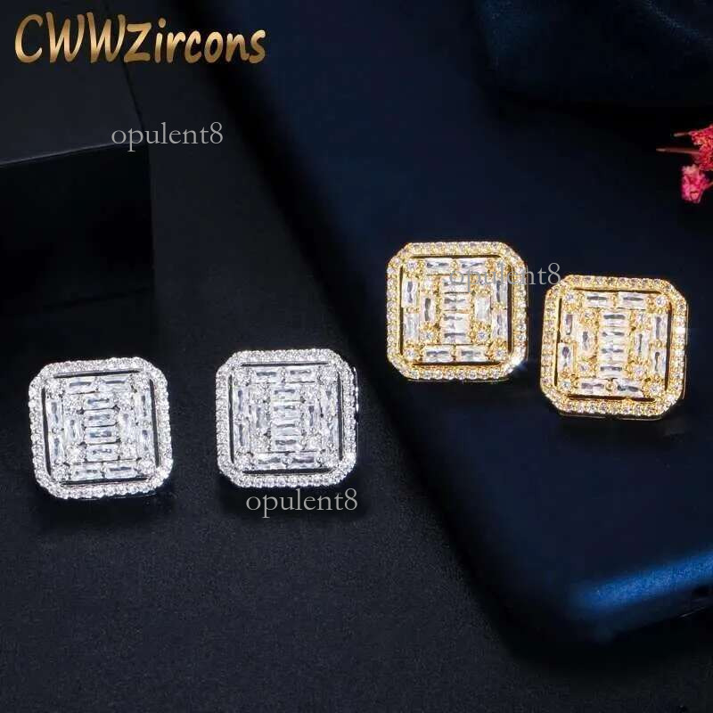 CWWZircons 2022 New Fashion Cubic Zirconia Big Square Stud Earring for Women Jewelry Wedding Brincos Boucle D'oreille CZ730