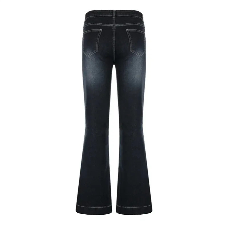 y2k Flare Jeans Vintage Low Waisted Cute Trousers Aesthetic Streetwear Casual Cargo Pants Women Korean Distressed Jeans 250225