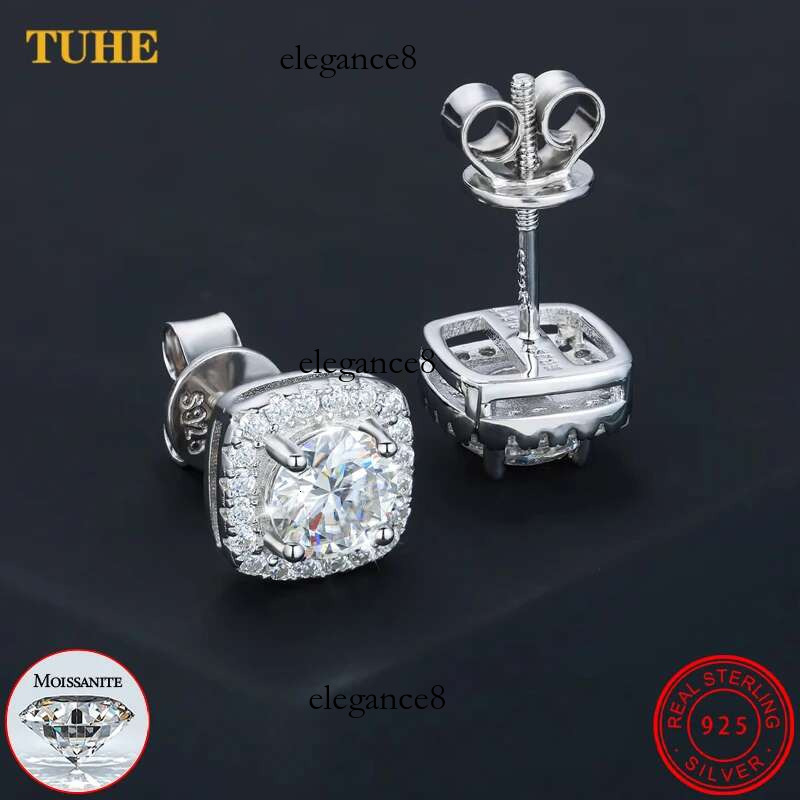 Classic Round Cut 1CT Test Passed Moissanite Dia Earrings For Women Fine Jelwery Sterg Sier Earring Engagement Gift