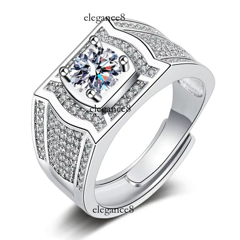 Moissanite Dia Mens Engagement Sier Rings Gemstone Stainless Steel Fashion Jewelry Ring for Men
