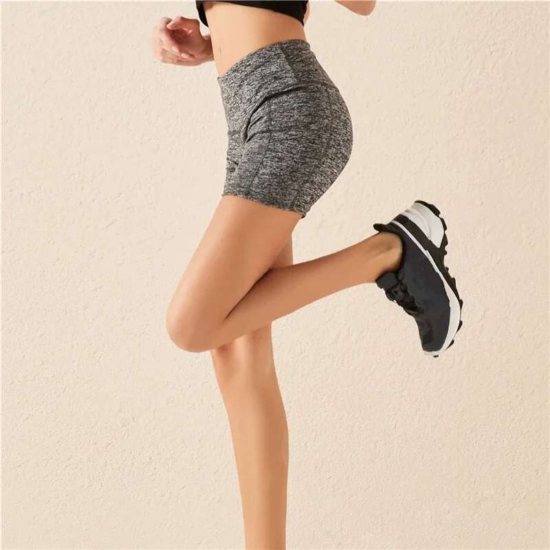 Women Gym High Waist Lifting Push Up Tight Yoga Cycg Biker Shorts Phone Pocket Jogging Running Fiess Short Pant Lady