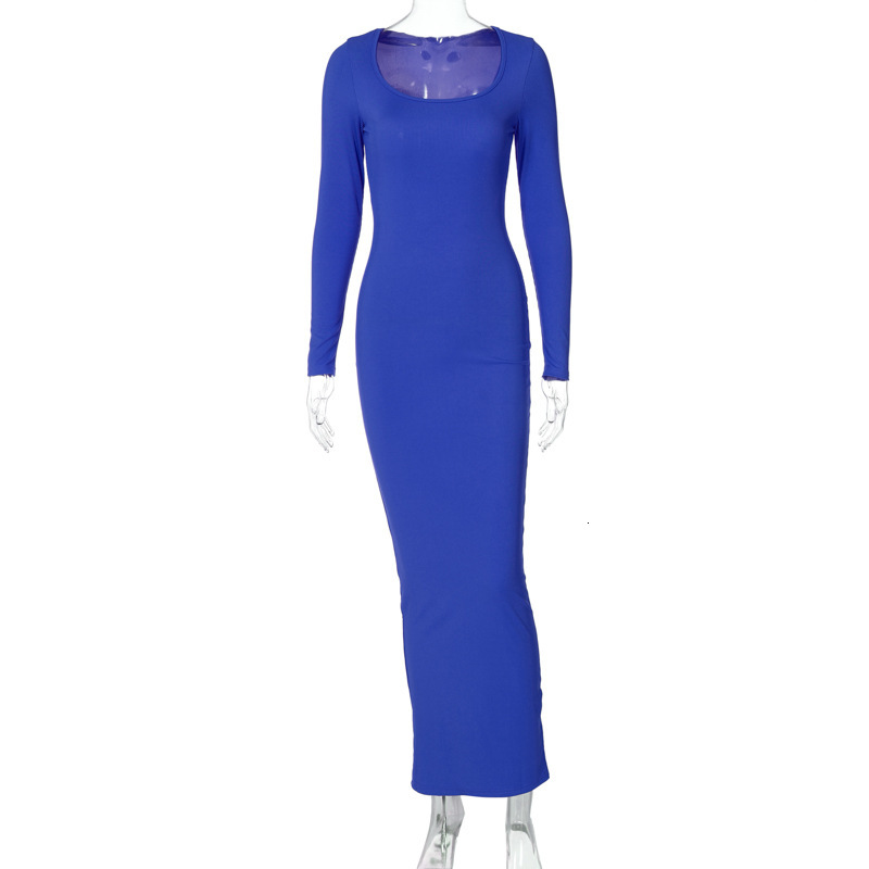 Women's New4 New Spring Fashion U-Neck Slim Fit Long Sleeved Dress For Women