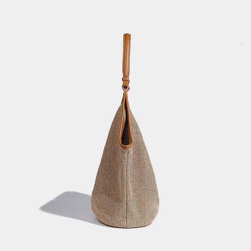 Large Capacity Bucket Beach Bags For Women Designer Handbags And Purses New In Casual Straw Weave Underarm Shoulder