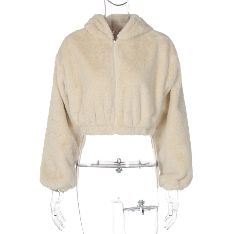 Women's Clothing New Summer New Fashion Cardigan Zipper Hooded Plush Long Sleeved Top For Women