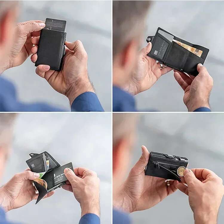 Pop Up Multi Slot RFID Card Holder Real Cow With Compartment Paper Currency Male And Female Coins Designer Wallet